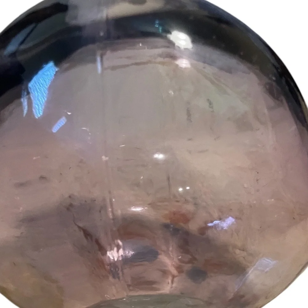 Handmade San Miguel 100% Recycled Bubble‎ Pink Glass Vase Spain 9” High